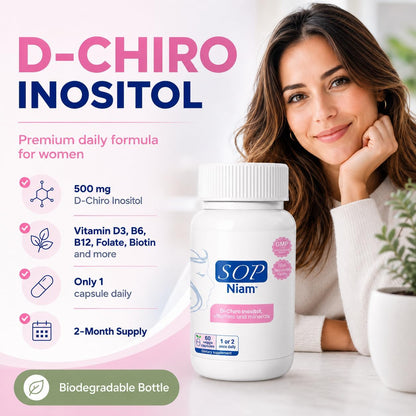 SOP NIAM D-Chiro Inositol 500mg con Ácido – Vitamina D3 (colecalciferol): Contribuye al funcionamiento normal del – Image 2