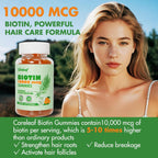 careleaf Biotina 10000mcg Gominolas con Colágeno y Queratina para Cabello, Piel y Uñas, 60 unidades, Sabor Naranja