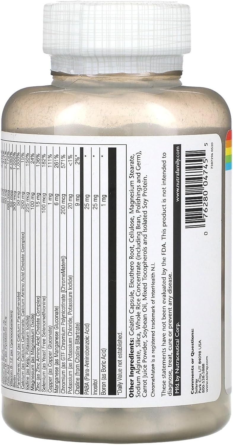 Solaray Twice Daily Multivitamínico Sin Hierro, 120 Cápsulas