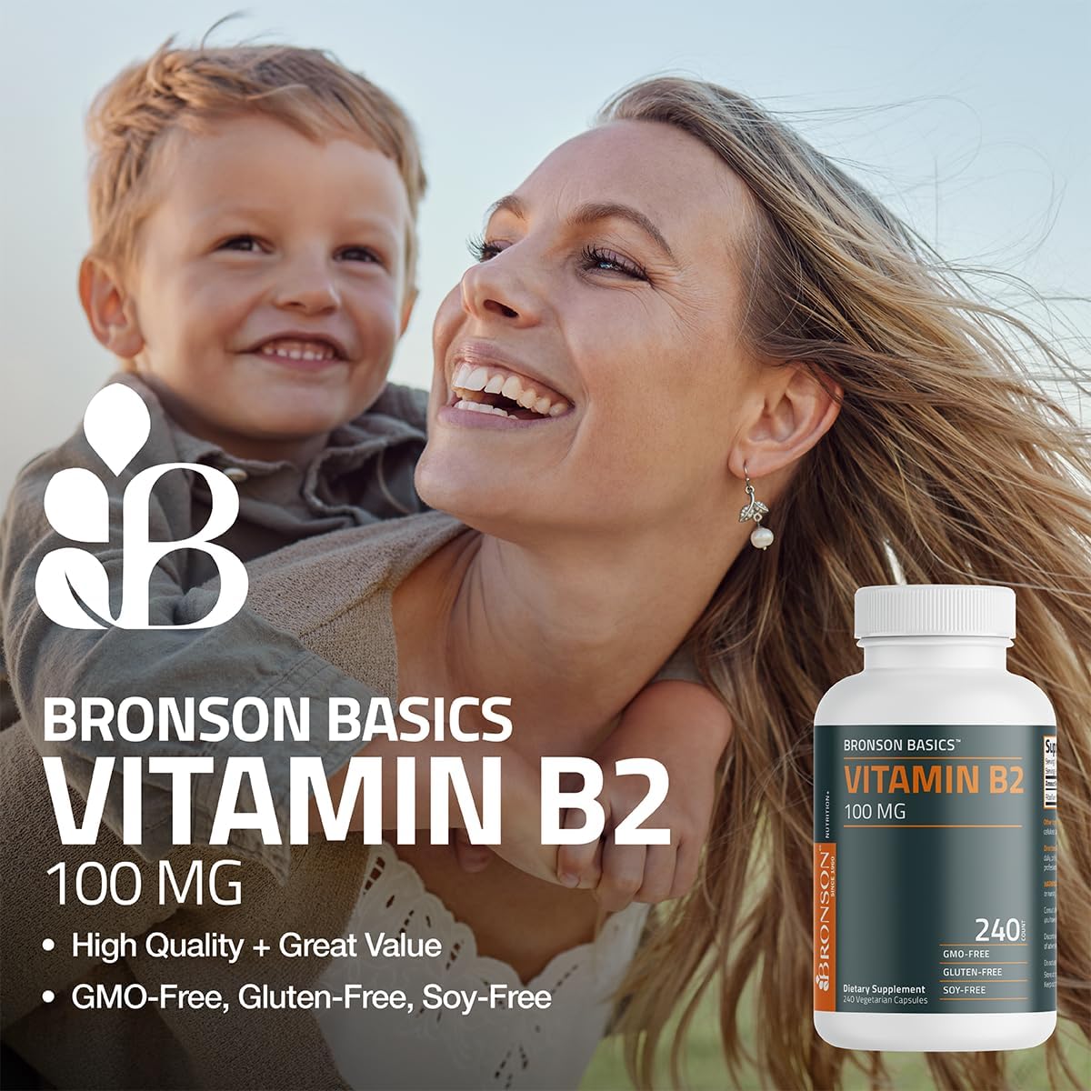 Bronson Vitamin B2 100mg Non-GMO, 120 Vegetarian Capsules