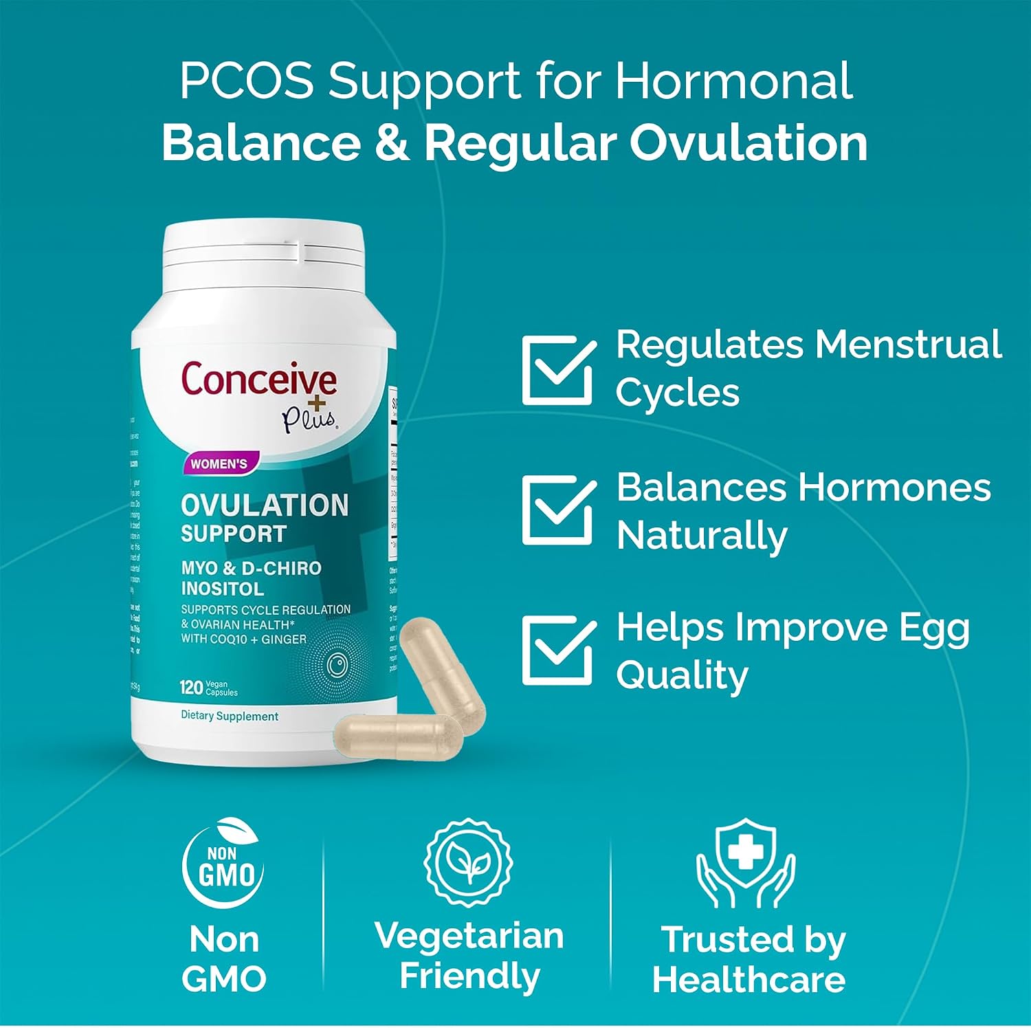 Conceive Plus Ovulation Support - Complejo de Inositol y CoQ10 para Fertilidad Femenina