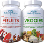 Medical Miracles Suplemento de Frutas y Verduras - 90 Cápsulas de Verduras y 90 de Frutas (180 Total) - Superalimentos Integrales
