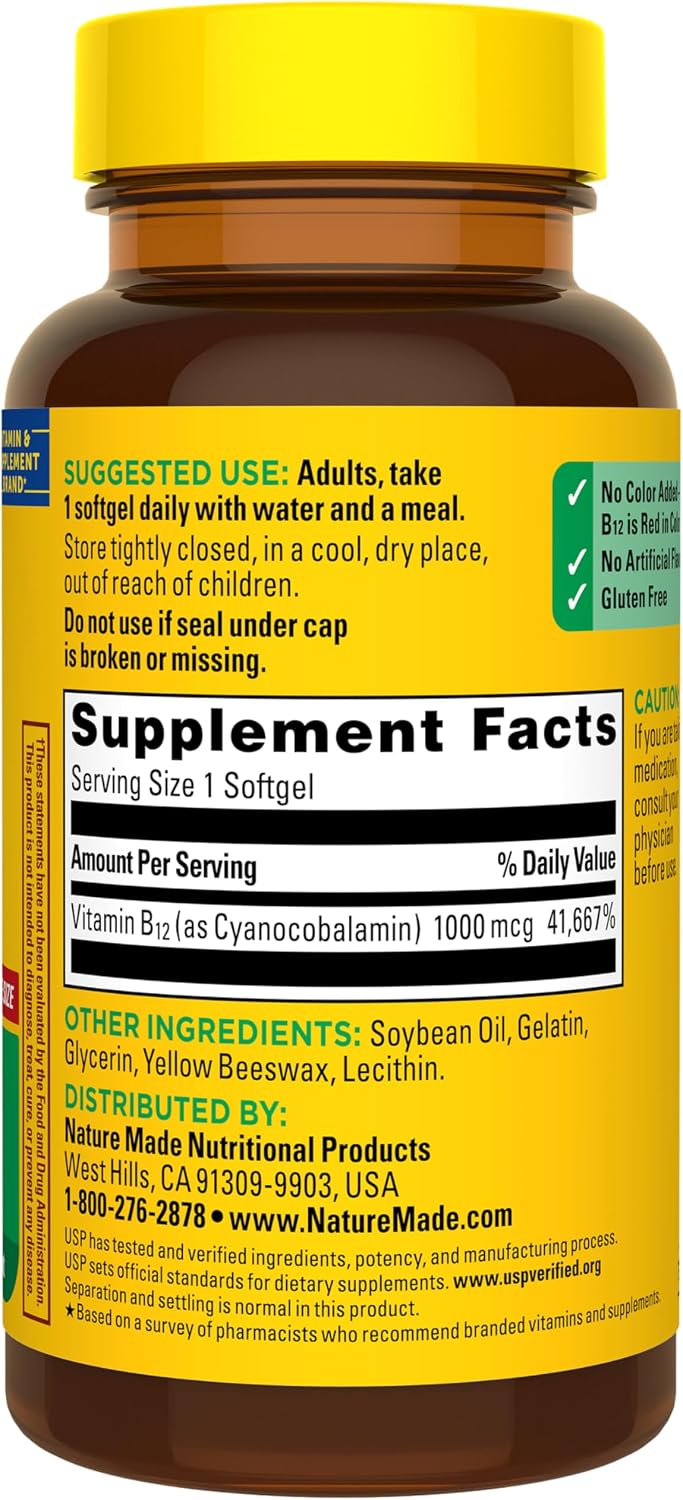Nature Made Vitamin B12 1000 mcg - Dietary Supplement for Energy Metabolism - 150 Softgels