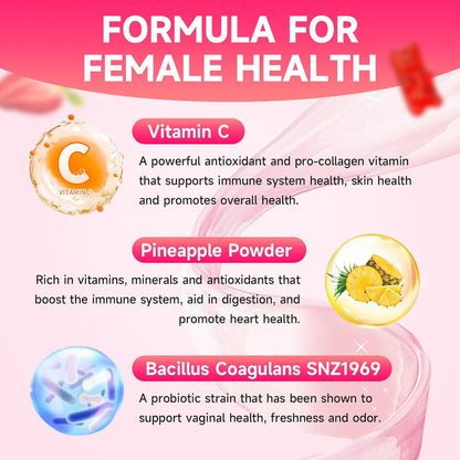 Gominolas de Equilibrio Femenino para Mujeres, Sabor Fresa, Veganas, Sin Gluten, 60 Gominolas – Image 3