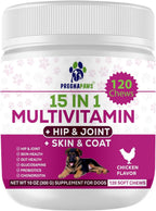 15-en-1 Multivitamínico Posparto para Perros - Recuperación, Articulaciones, Piel y Pelaje - Probióticos para Perras Lactantes - 120 Comprimidos Masticables Sabor Pollo
