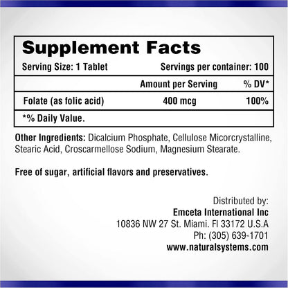 Ácido Fólico 400 mcg - 100 Comprimidos - – El ácido fólico contribuye a la formación normal de glóbulos rojos. – Image 2