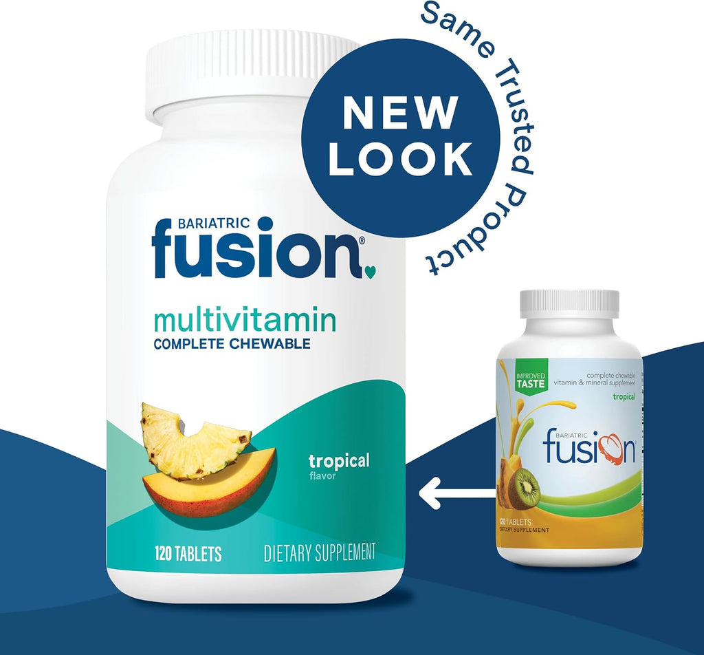 Bariatric Fusion Multivitamínico Bariátrico Completo con Hierro - Masticable Sabor Tropical - Suministro de 1 Mes
