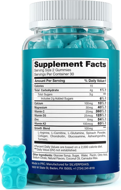 SILVERPEAKS Gominolas de Crecimiento en – La vitamina D contribuye a la absorción y utilización normal del calcio. – Image 2