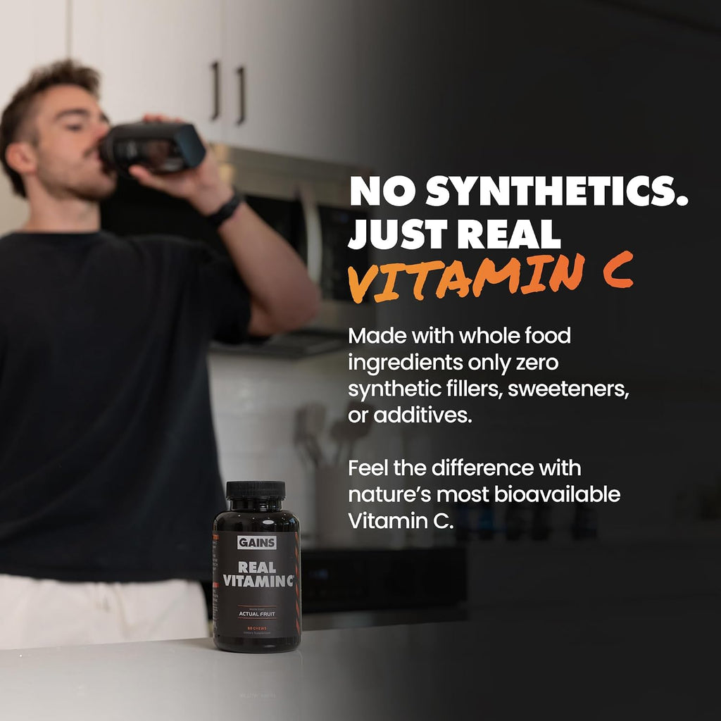 Gains in Bulk Real Vitamin C Masticable con Bioflavonoides Cítricos, 60 Comprimidos
