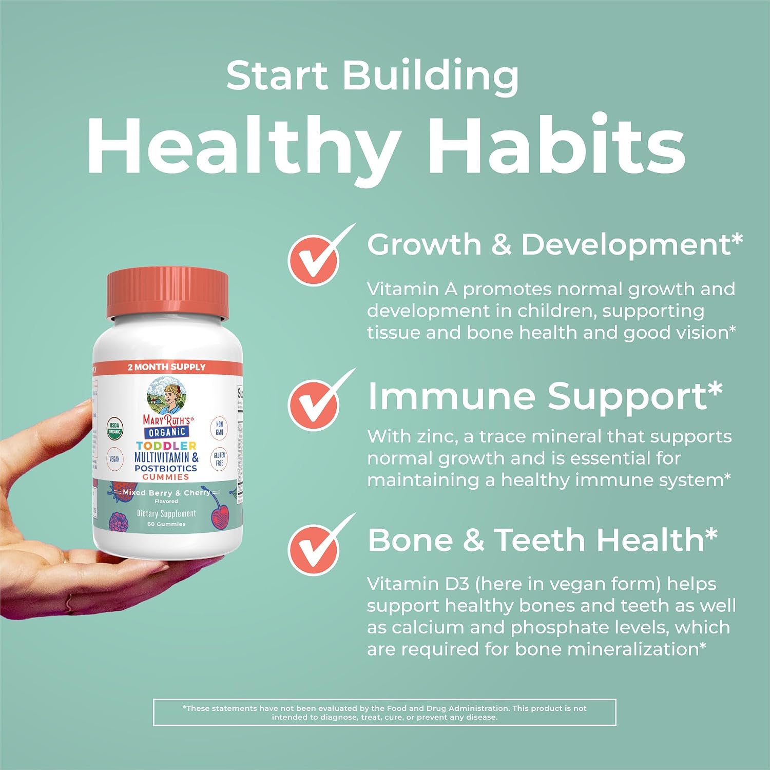 MARYRUTH'S Organics Multivitamínico Infantil + Postbióticos, 60 Gomitas