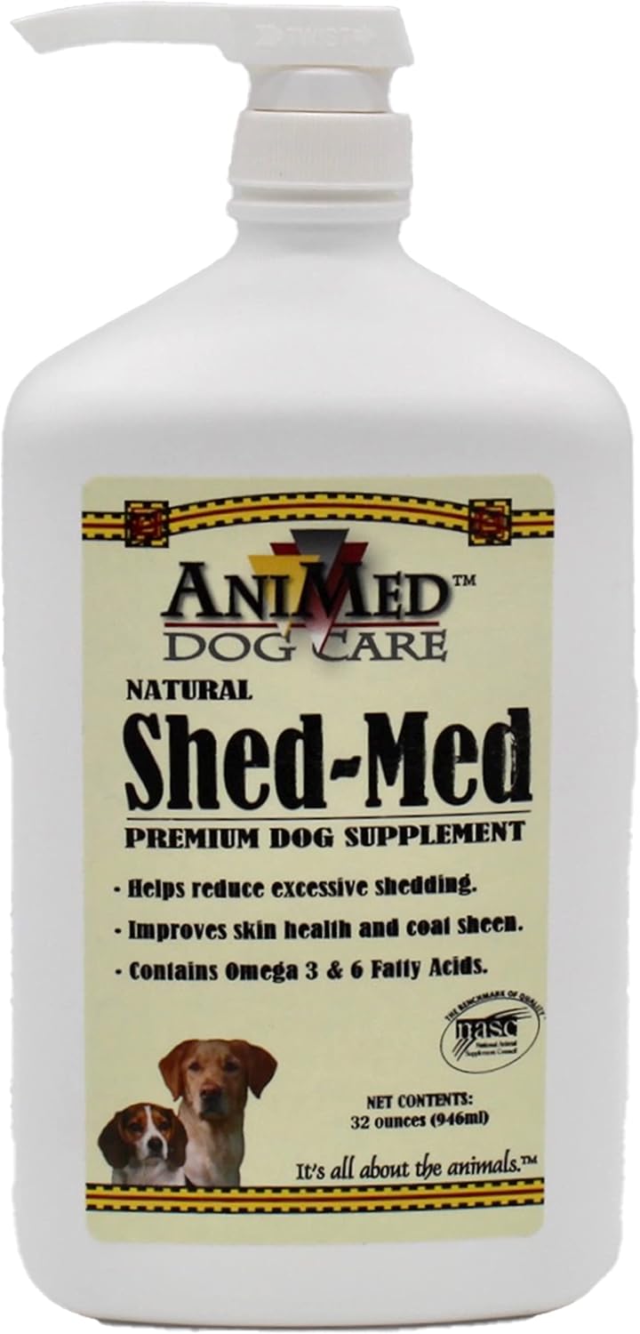 AniMed Shed-Med Suplemento Premium para Perros - Reducción de Muda y Salud de Piel y Pelaje (946 ml)
