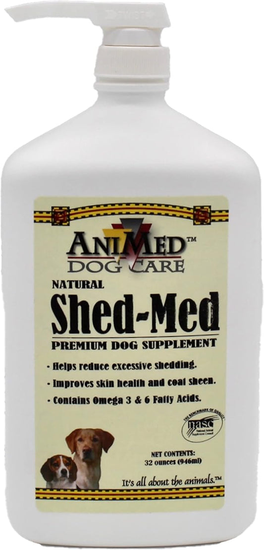AniMed Shed-Med Suplemento Premium para Perros - Reducción de Muda y Salud de Piel y Pelaje (946 ml)