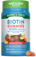 Nature's Truth Gominolas de Biotina 10000mcg | 50 Unidades | Vegano, Sin Gluten, Sabor Melocotón