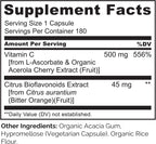 NATURELO Vitamina C con Acerola Ecológica y Bioflavonoides Cítricos - 500 mg por Cápsula - 180 Cápsulas
