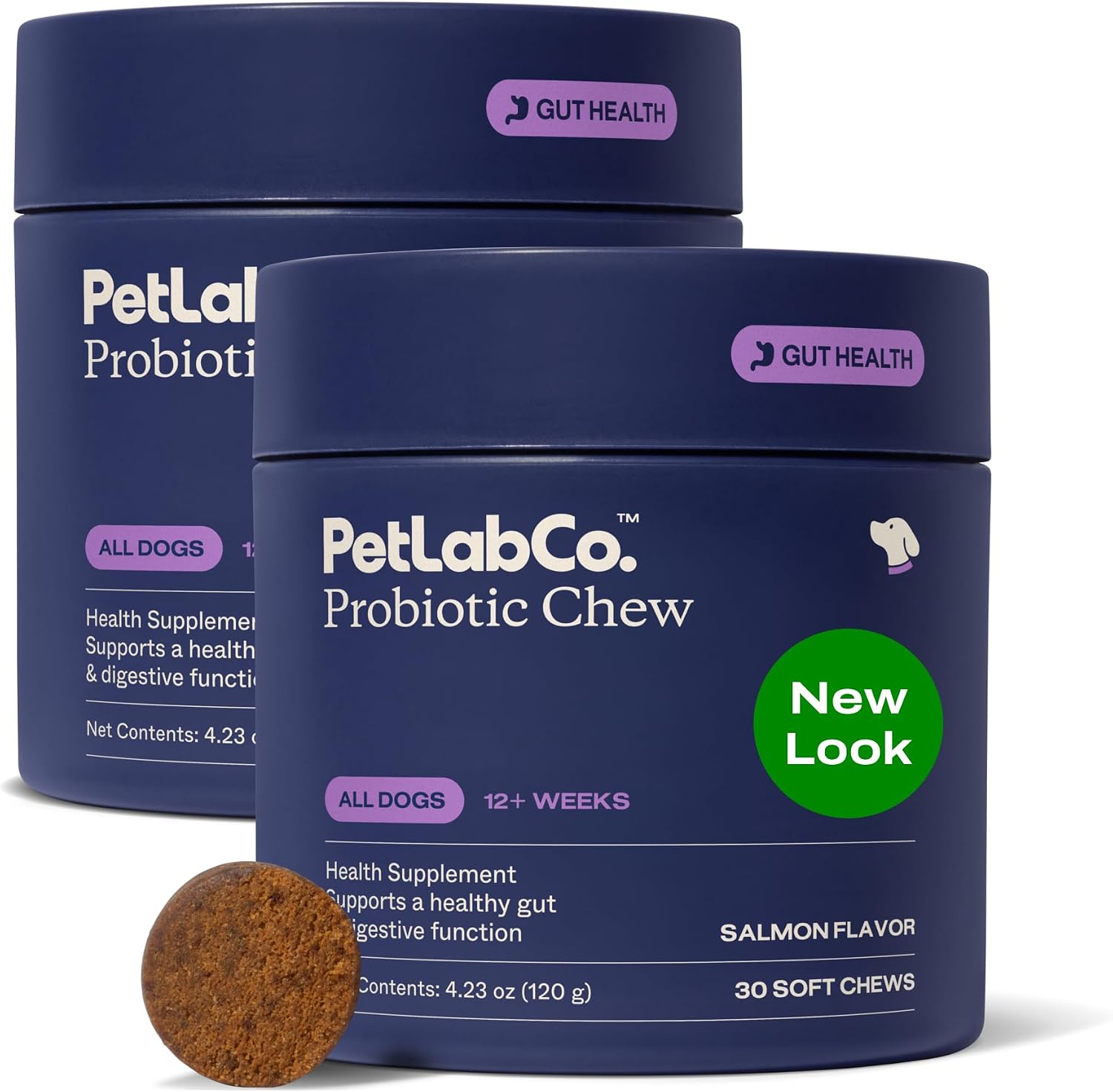 PetLab Co. Probióticos para Perros - Sabor Salmón - 30 Masticables (Pack de 2)