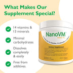 NanoVM Senior 71+ Multivitamin Powder - 14 Vitaminas y 13 Minerales, Sin Alérgenos, Bajo en Carbohidratos, 275g