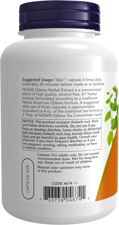 Extracto Herbal Ojibwa 450 mg, 180 Cápsulas Veganas – NOW Foods – Image 3