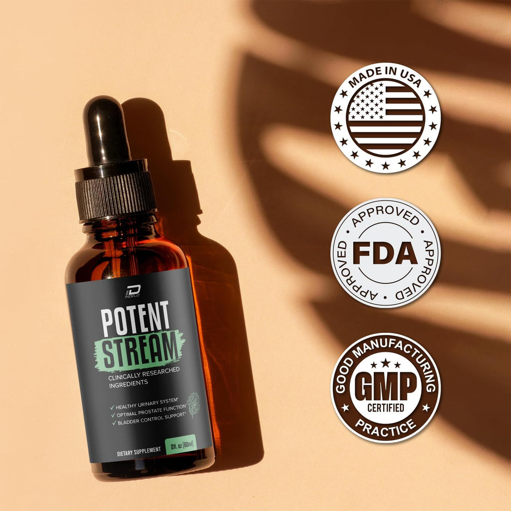 Potent Stream Drops - Suplemento Líquido para la Salud de la Próstata (Pack de 3 - 3 Meses de Suministro)