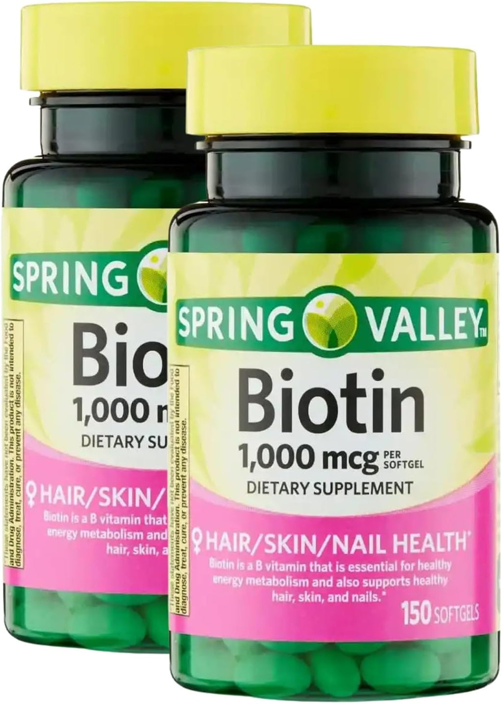 Biotina 1000 mcg – Pack de 2 Botes (300 Softgels) – Unique Bundle