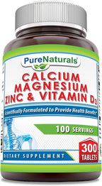 Pure Naturals Calcio, Magnesio, Zinc y Vitamina D3 - 150 Comprimidos