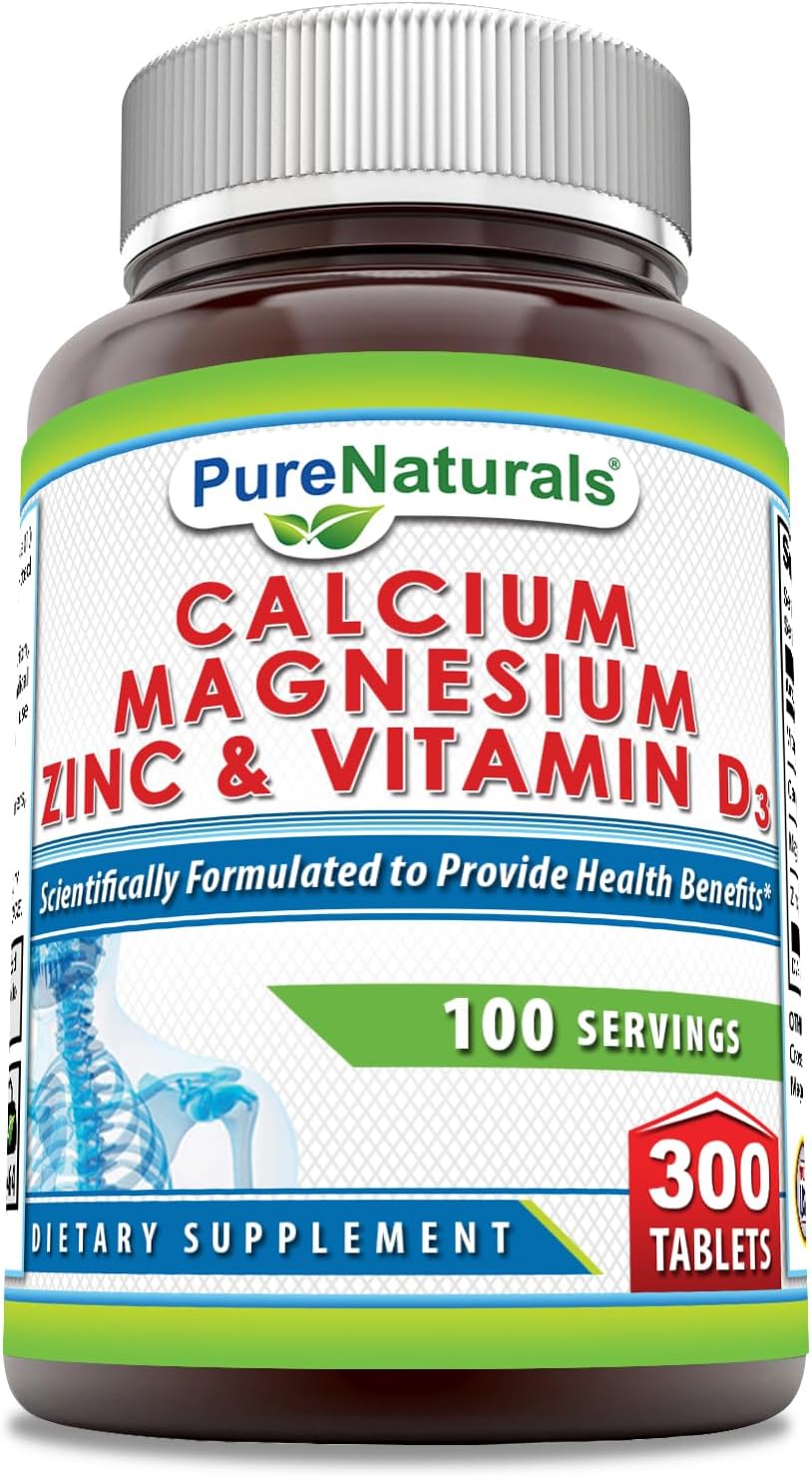Pure Naturals Calcio, Magnesio, Zinc y Vitamina D3 - 150 Comprimidos