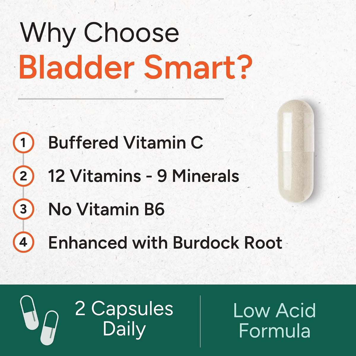 BLADDER SMART Multivitamínico Bajo en Ácido para Vejigas Sensibles - 12 Vitaminas y 9 Minerales - 60 Cápsulas – Image 3
