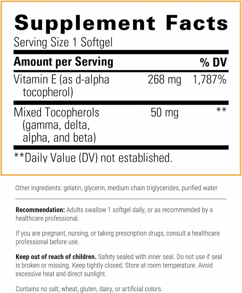 Vitamina E - Suplemento Antioxidante con Tocoferoles Mixtos - 60 Cápsulas Blandas