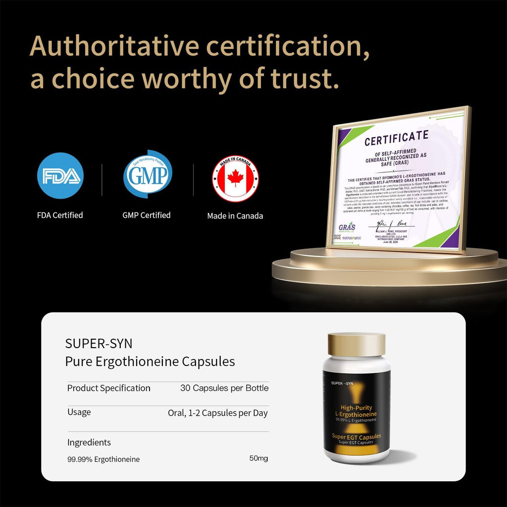 SUPER-SYN L-Ergotioneína 50 mg - Suplemento Antioxidante de Ultra Pura