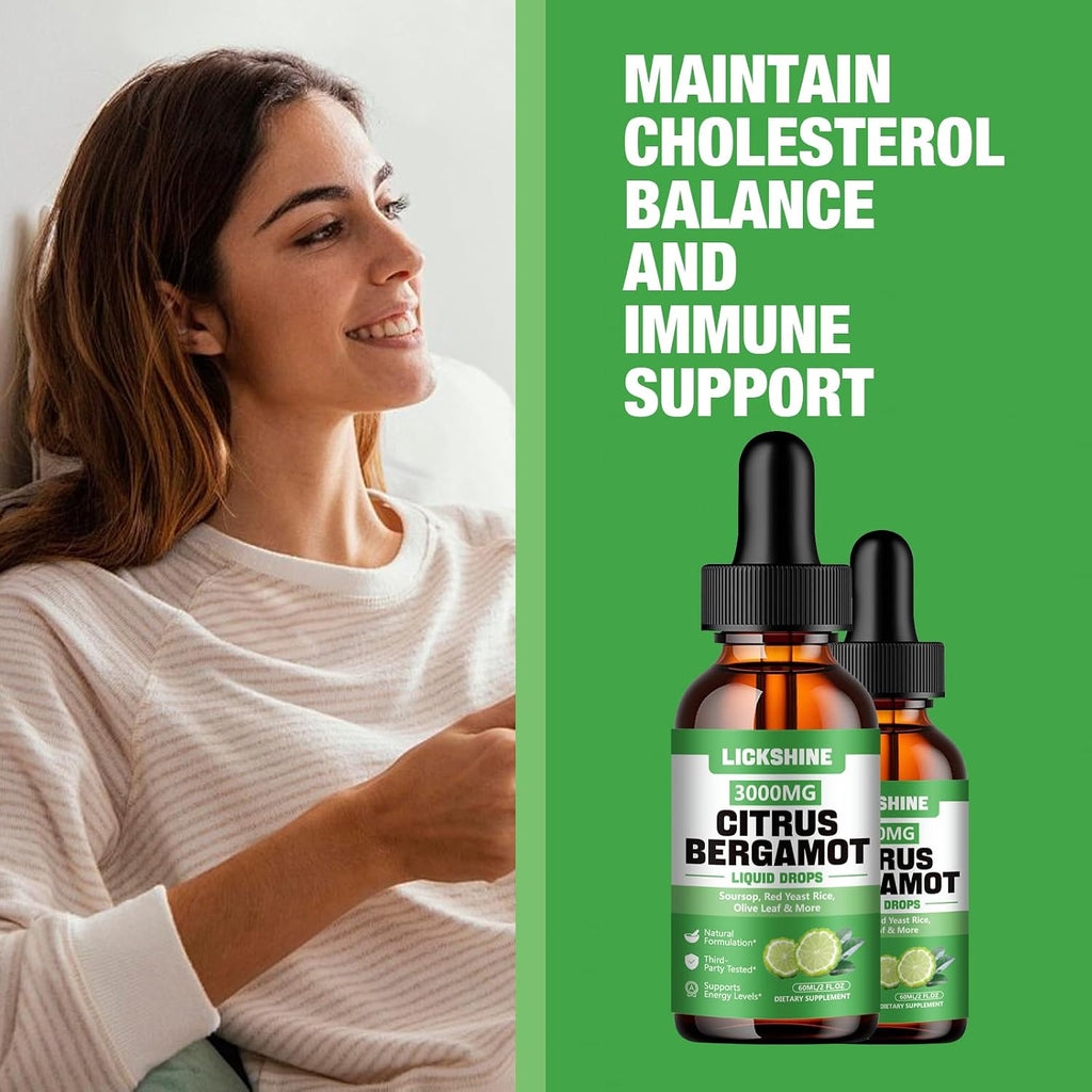 lickshine 2 Pack Gotas Líquidas de Bergamota Cítrica 3000 mg - Alta Absorción - Suplemento Antioxidante y para el Sistema Inmunitario, 2 x 118 ml