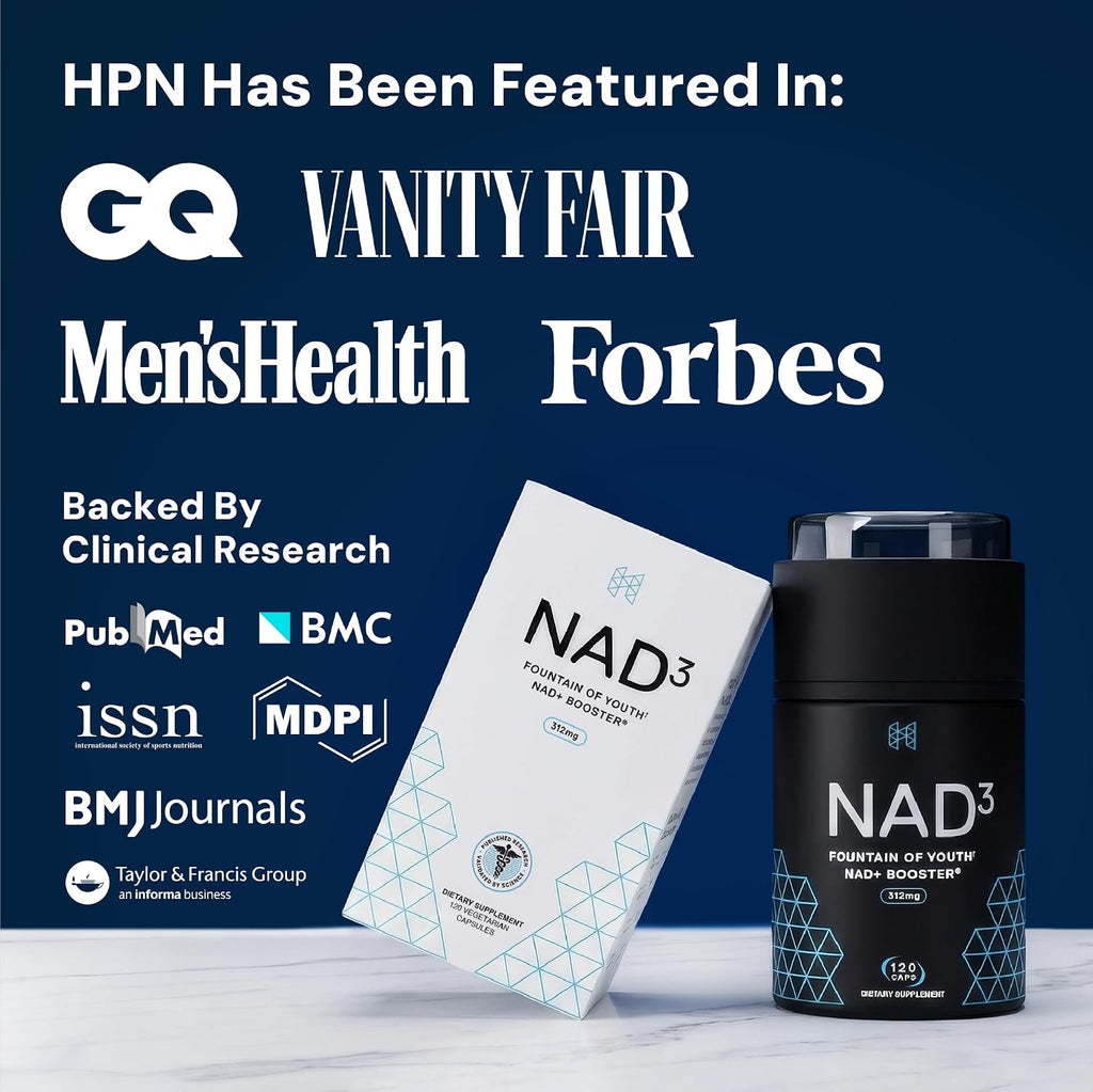 HPN NAD3 Clinical - Potenciador de NAD+ para Salud Celular y Energía Natural, 120 Cápsulas