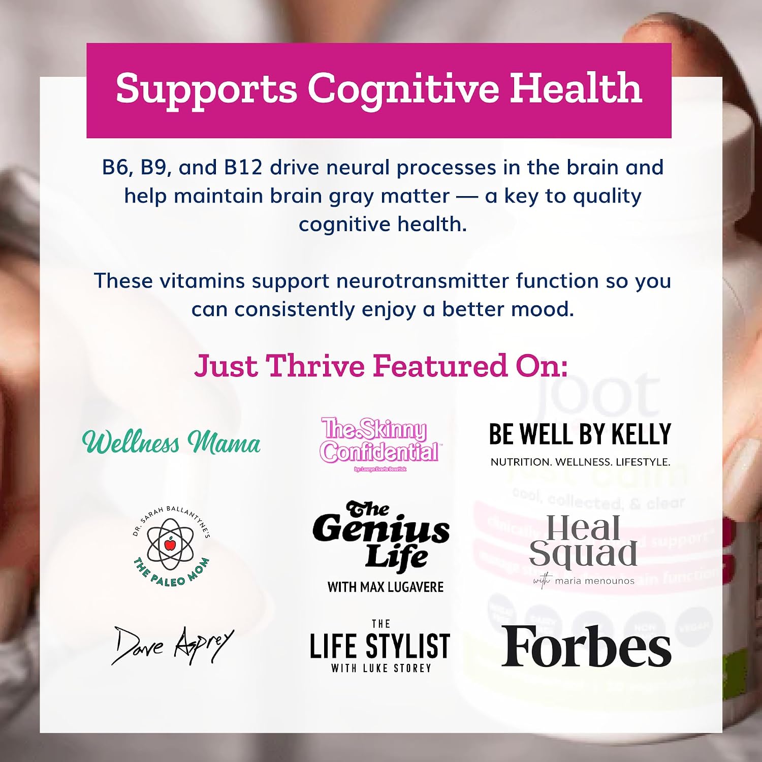Just Thrive - Just Calm - Gestor de cortisol - Apoyo para la calma, memoria y estado de ánimo - Vegano, 30 cápsulas