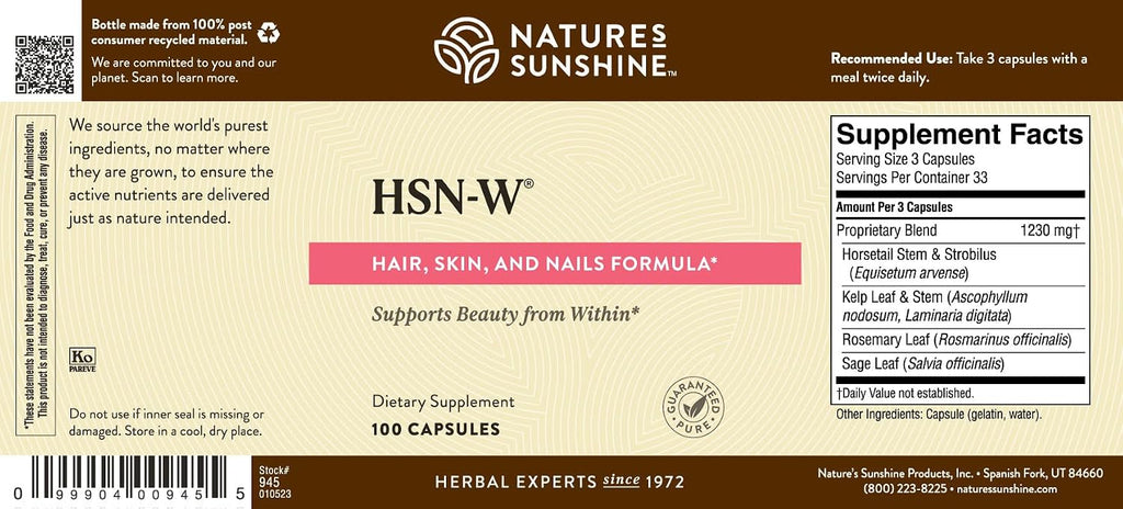 Nature's Sunshine HSN-W, 100 Cápsulas