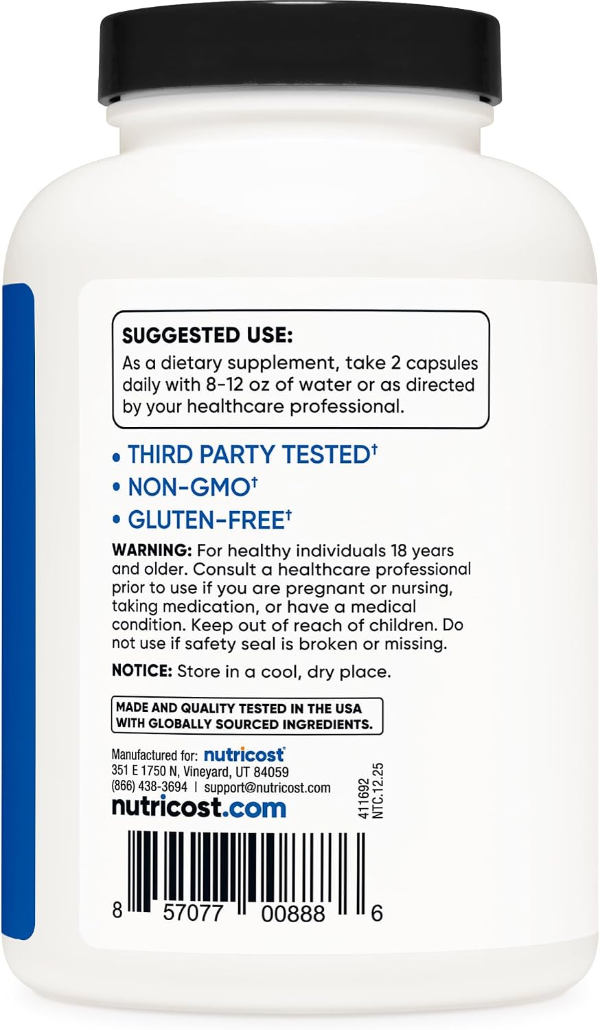 Nutricost HMB (Beta-Hidroxi Beta-Metilbutirato) 1000 mg - 240 Cápsulas