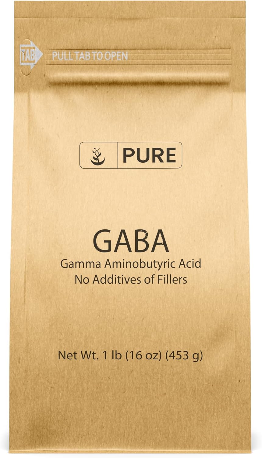 Pure Original Ingredients Gamma Aminobutyric Acid (GABA) en Polvo (1 Lb) - Puro, Sin Rellenos Ni Aditivos, Verificado en Laboratorio