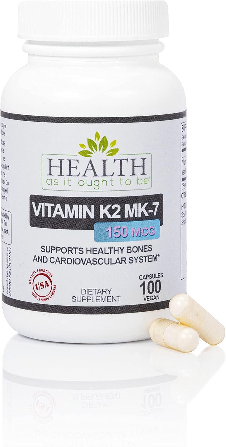 Vitamina K2 MK-7 150 mcg - Health As It Ought To Be - 100 Cápsulas