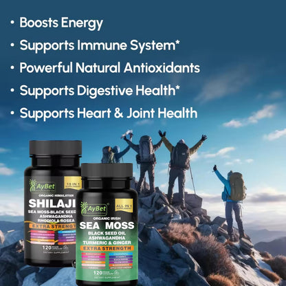 AyBet Sea Moss y Shilajit del Himalaya – Fórmula Herbal 22 en 1 con Ashwagandha, Cúrcuma, Jengibre – Minerales y – Image 5