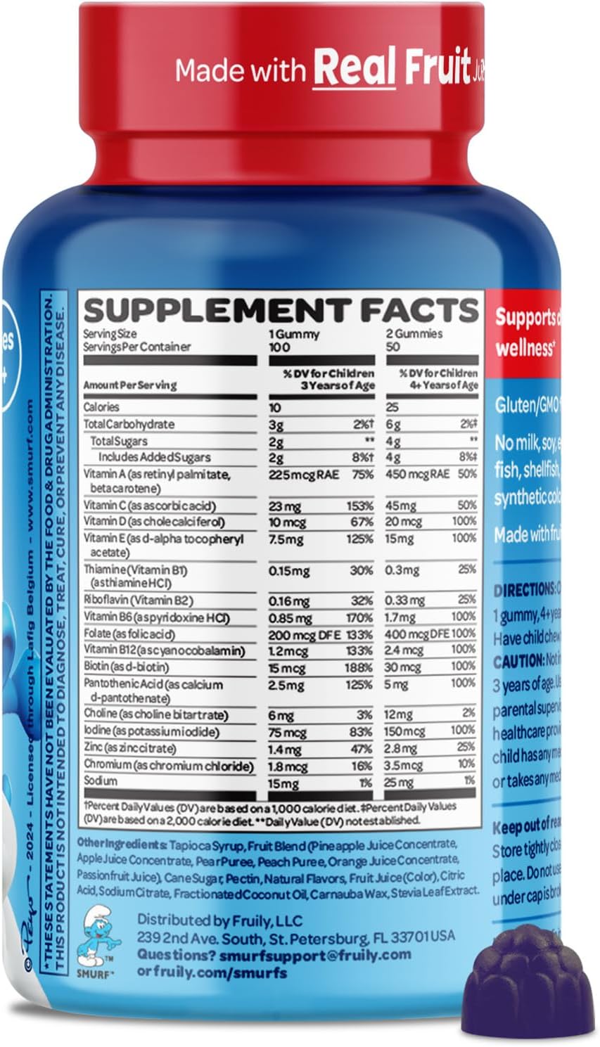 VITABURST Smurfs Multivitaminas en Gominolas para Niños - 15 Vitaminas y Minerales - 100 Gominolas