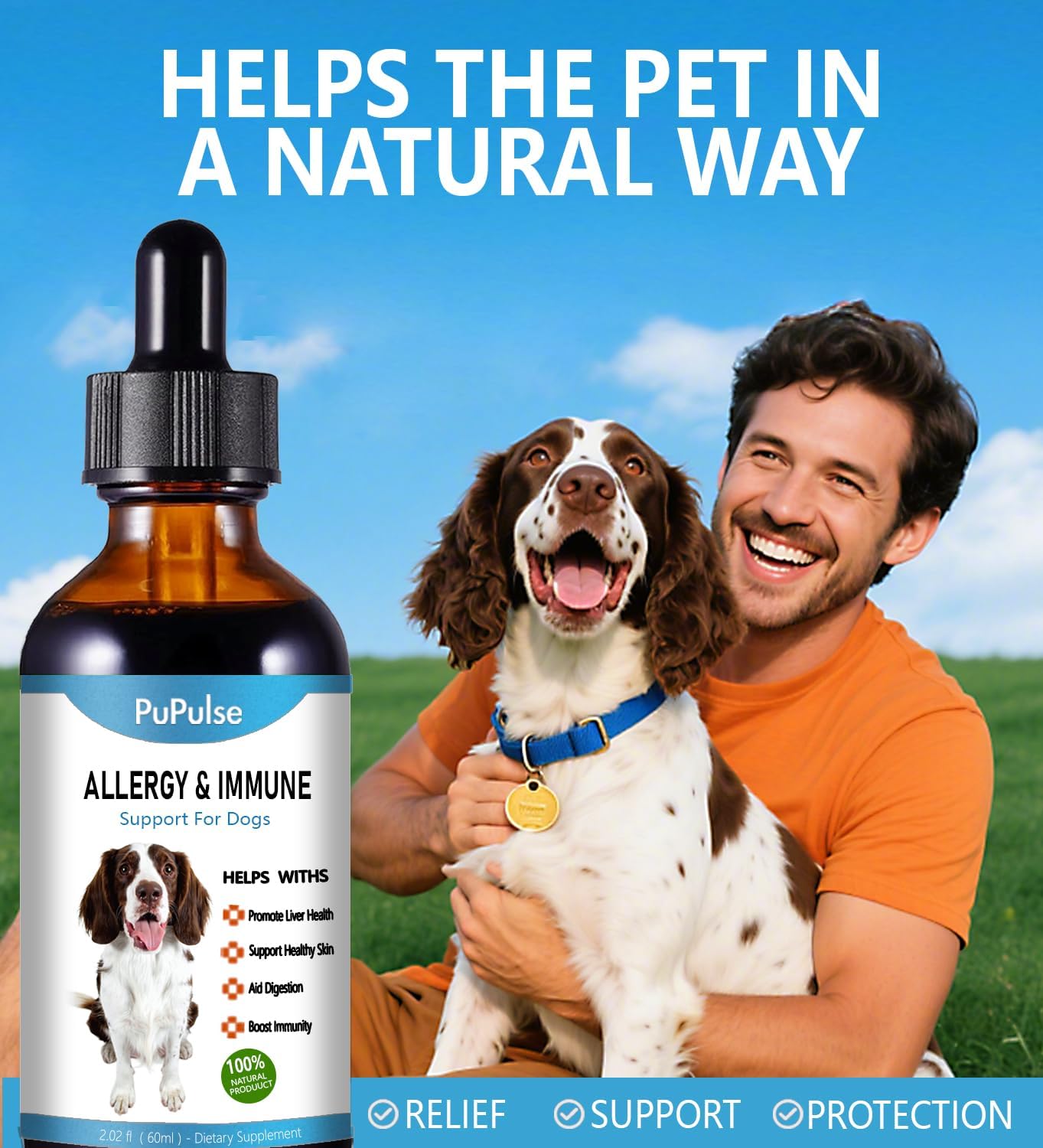 PuPulse Gotas de Alivio para Alergias en Perros - 59 ml