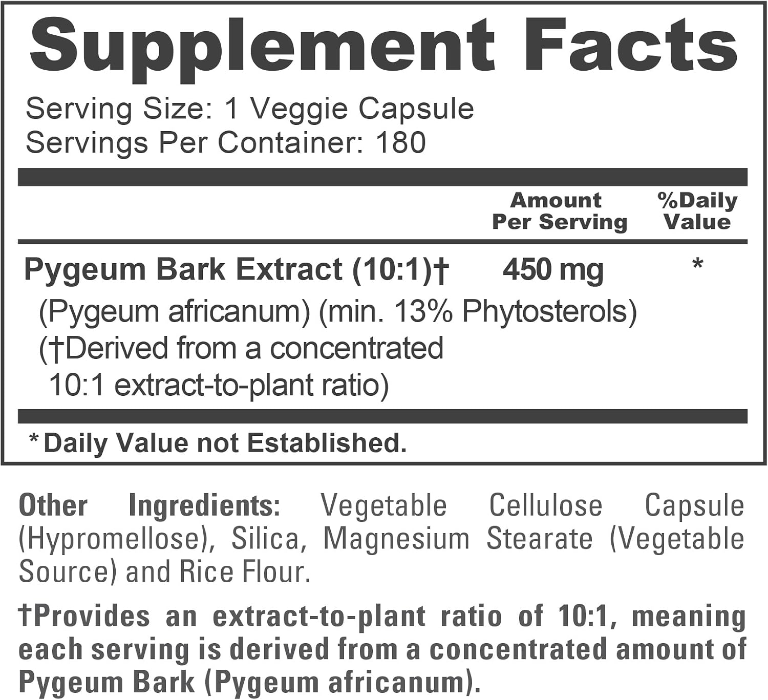 NusaPure Pygeum Bark Cápsulas, 450 mg, 180 Cápsulas Vegetales (No-GMO, Vegano)