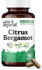Wild & Organic Cápsulas de Bergamota Cítrica - Antioxidante y Apoyo General - Extracto de Citrus Bergamia - Vegano, Sin Rellenos, No OGM - 120 Cápsulas