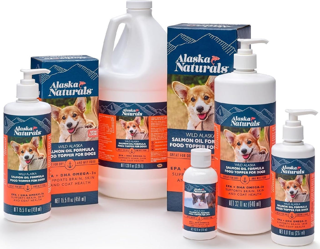 Alaska Naturals – Wild Alaskan Salmon Oil Formula for Dogs – Supplement with Omega 3 EPA & DHA – Healthy Skin and Shiny Coat – 236ml with Pump Dispenser