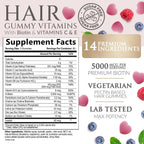 Gominolas de Biotina 5000 mcg Sin Azúcar - Apoyo Nutricional para Cabello, Piel y Uñas - 120 Gominolas Vegetarianas