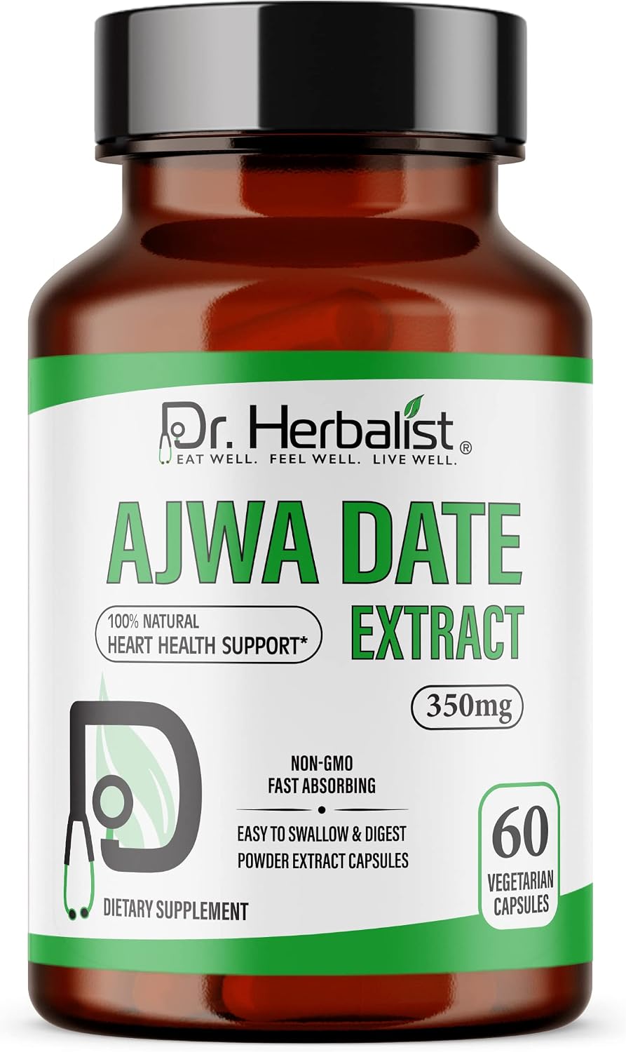 Dr. HERBALIST Extracto de Dátil Ajwa 350mg - 60 Cápsulas Vegetarianas