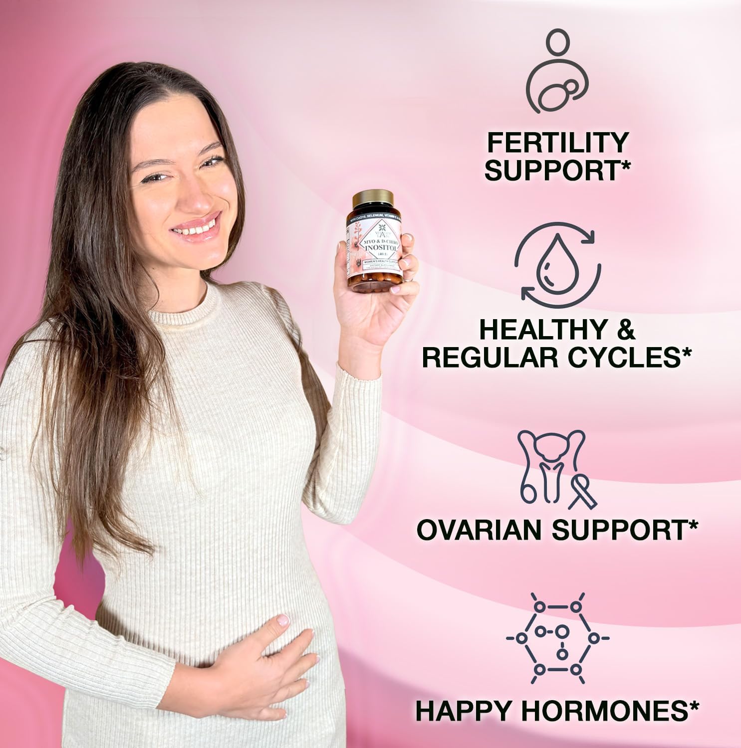 Myo-inositol & D-chiro Inositol 40:1 - Complemento para Mujer con CoQ10, Colina y Selenio - 120 Cápsulas