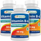 Best Naturals Vitamina B6 50 mg - 250 Comprimidos (Pack de 3)