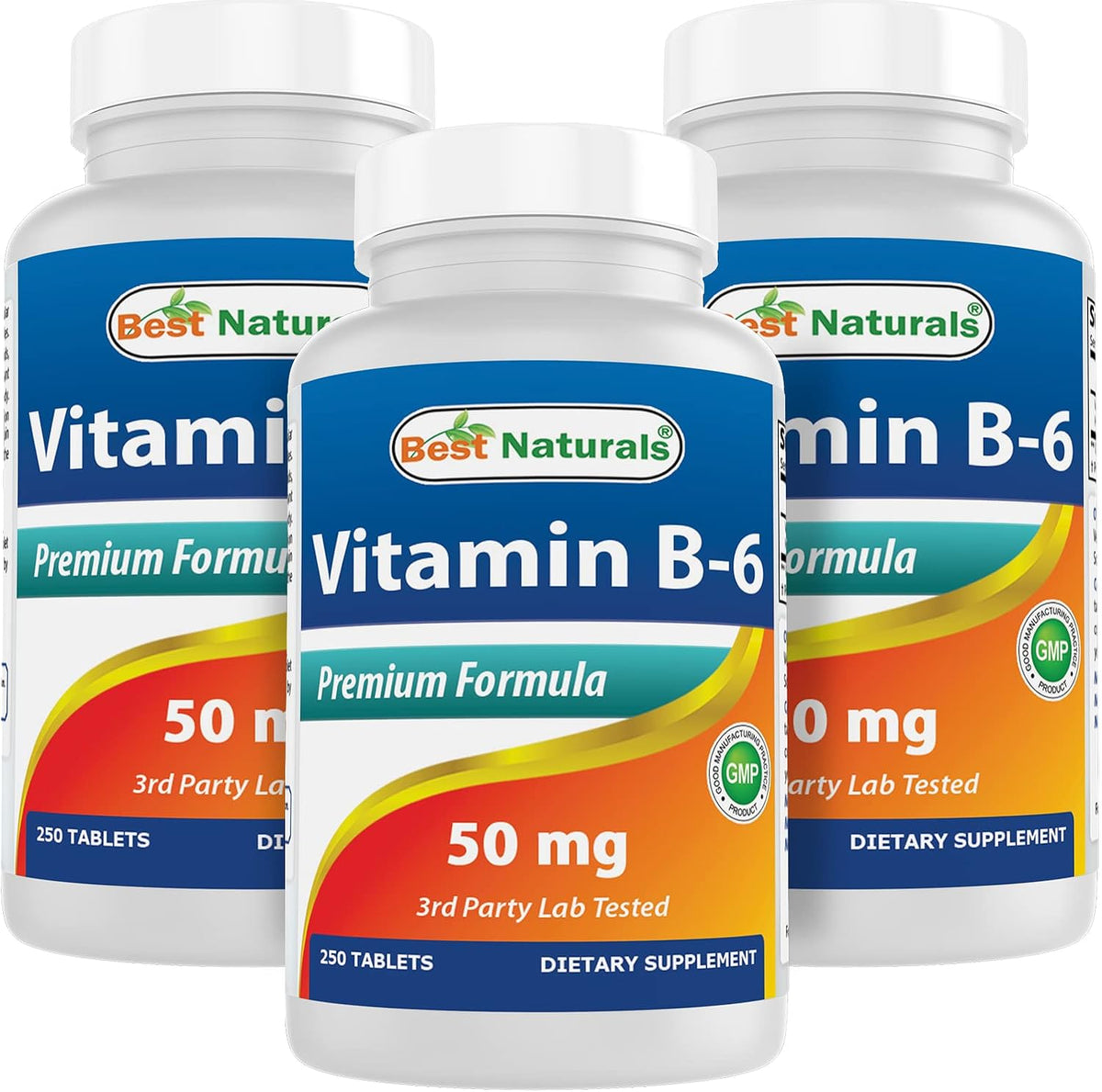 Best Naturals Vitamina B6 50 mg - 250 Comprimidos (Pack de 3) – Image 1