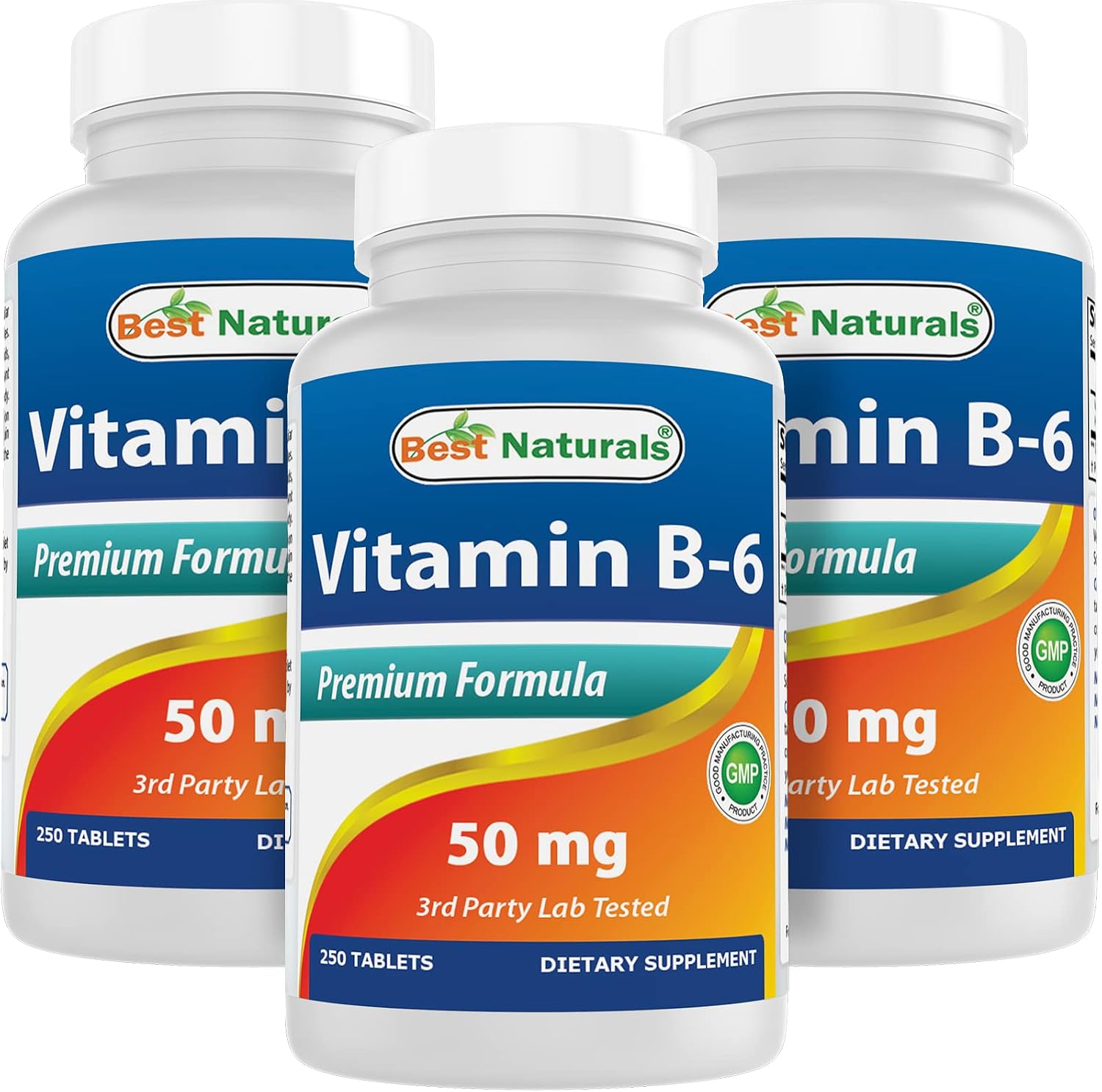 Best Naturals Vitamina B6 50 mg - 250 Comprimidos (Pack de 3)
