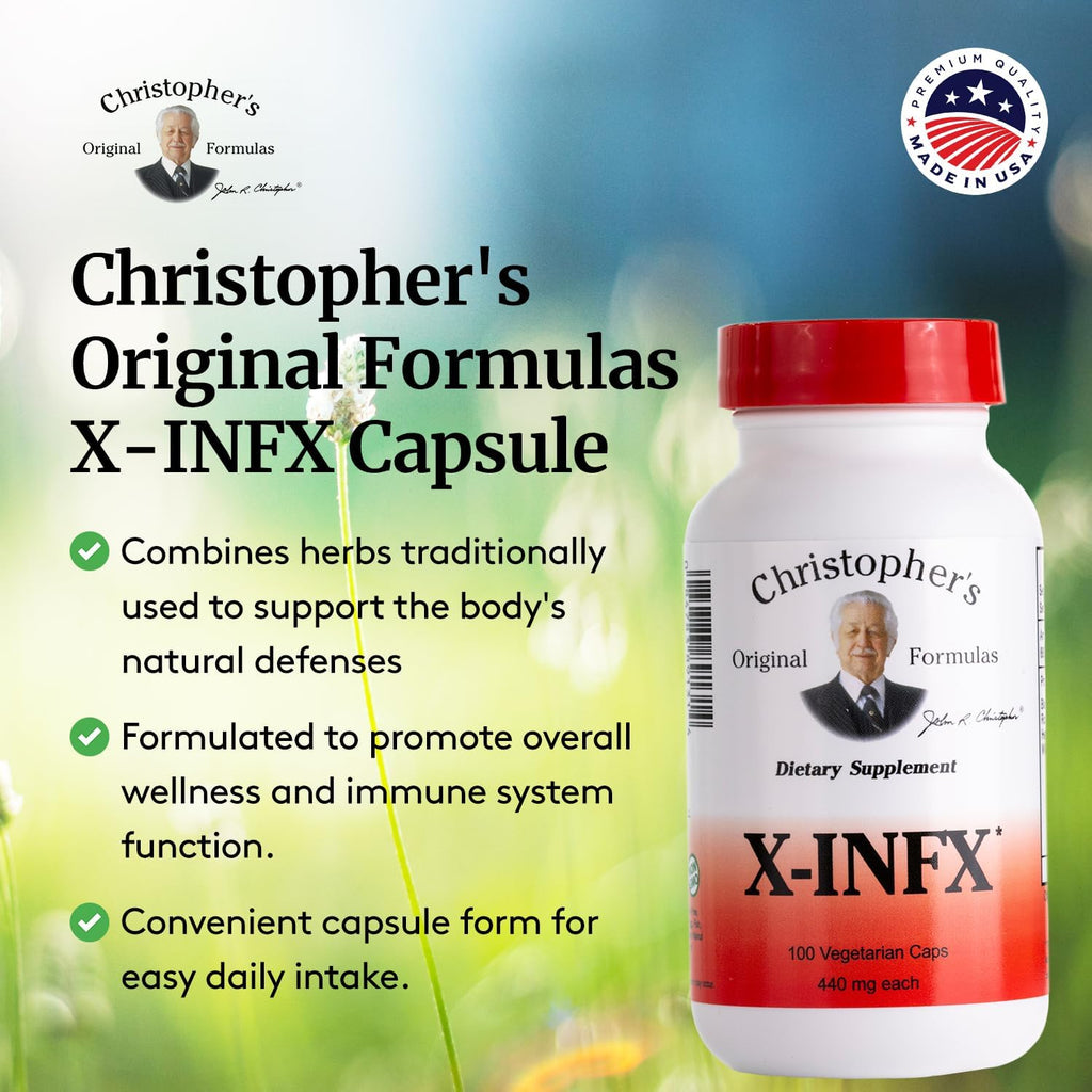 Christopher's Original Formulas Fórmula X-INFX - Apoyo Inmunitario Natural, 2 Paquete de 100 Cápsulas Cada Uno