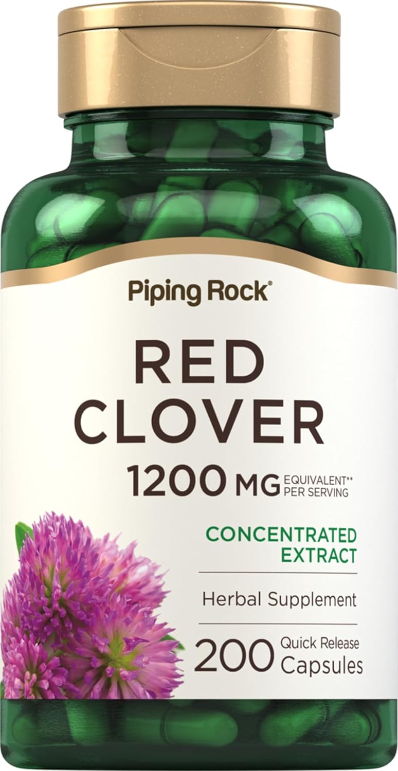 Piping Rock Suplemento de Trébol Rojo | 200 Cápsulas | Extracto de Flor de Trébol | No GMO, Sin Gluten