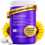 WONDER FAMILY Fosfatidilserina 600 mg con L-Carnosina 500 mg + B6, B12 y Ácido Fólico - Complejo de PS de Lecitina de Girasol sin Soja - 60 Cápsulas